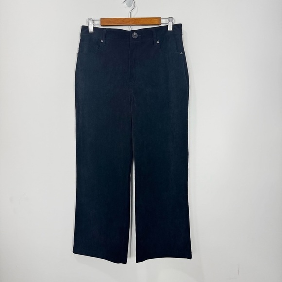 7 For All Mankind Wide Leg Corduroy Black Trousers Size Medium - Picture 3 of 12
